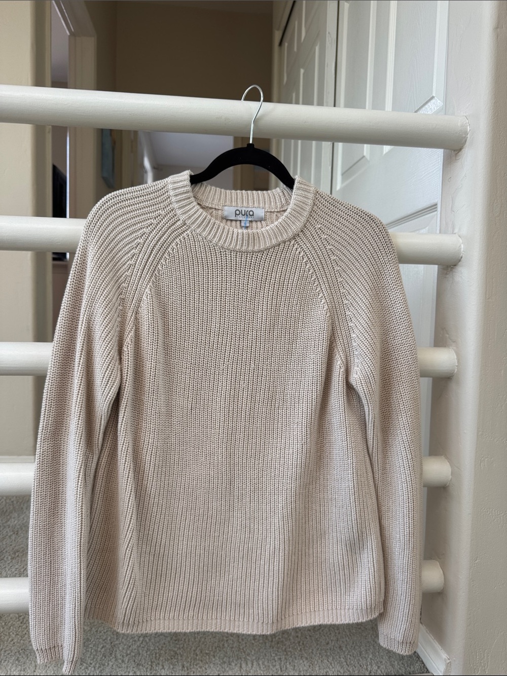 Pur Cream Crewneck Knit Sweater